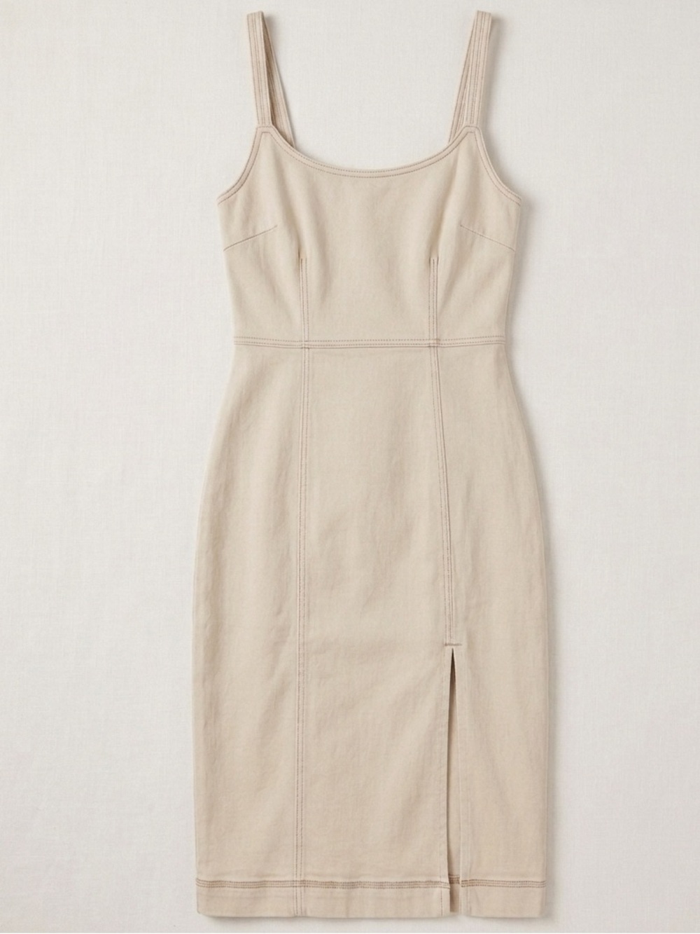 Steve Madden Giselle Denim Midi Dress w/ Slit - Fog/Beige - Size 10